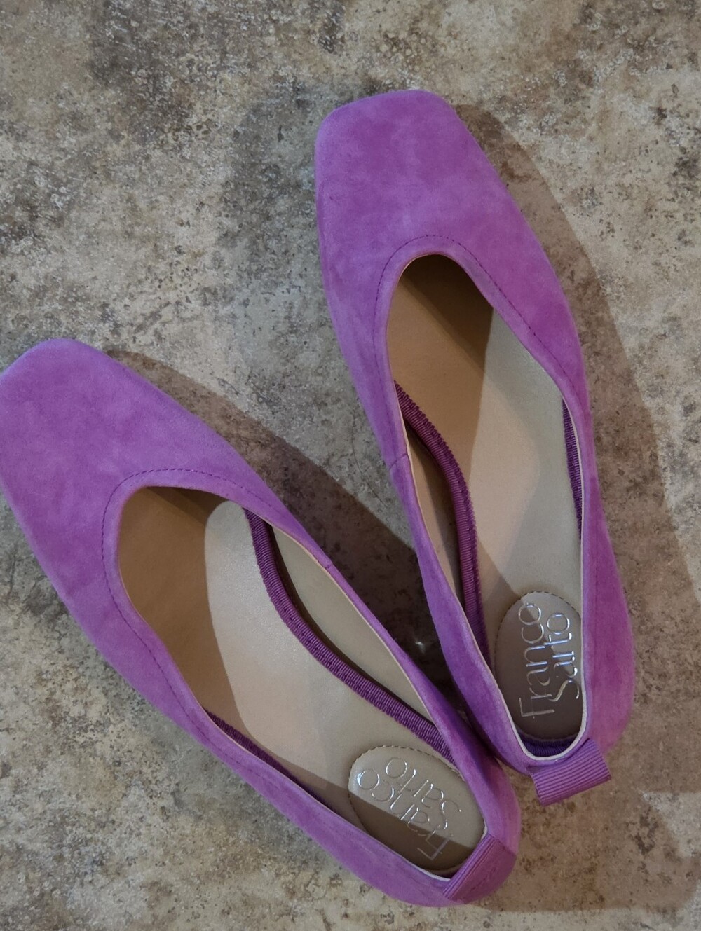 Franco Sarto Ailee Flats Metallic Heel in Orchid Suede